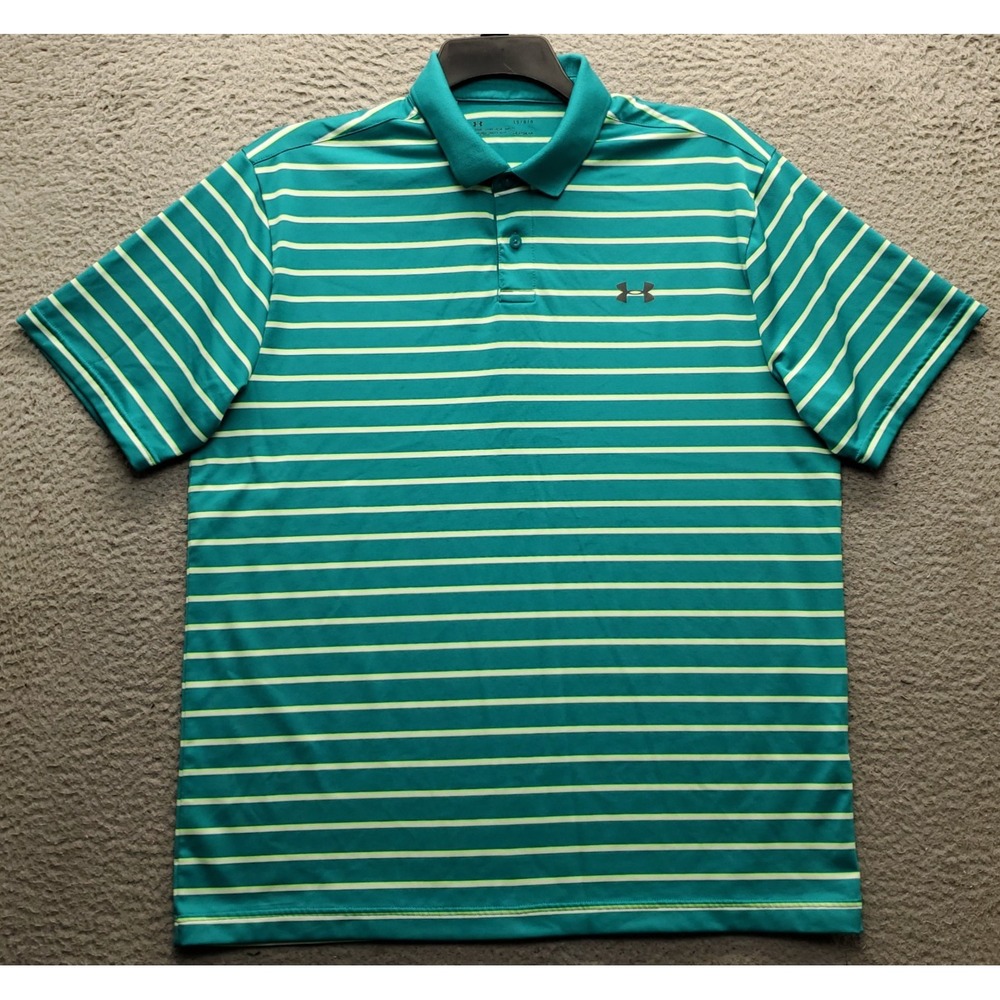 Under Armour Heatgear Golf Polo Shirt Mens Large Multi Short Sleeve Popover EUC